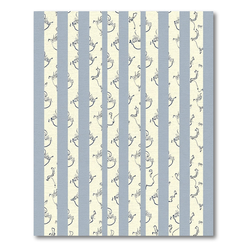 Pale Yellow Figures Vertical Stripe Rug