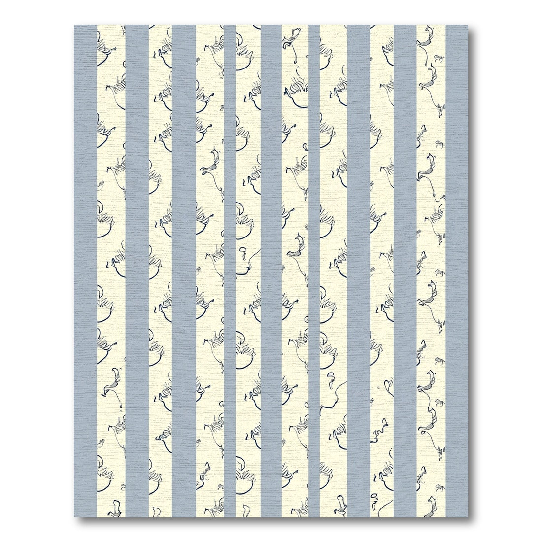 Pale Yellow Figures Vertical Stripe Rug
