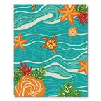 Oceanic Turtle Starfish Coral Garden Rug