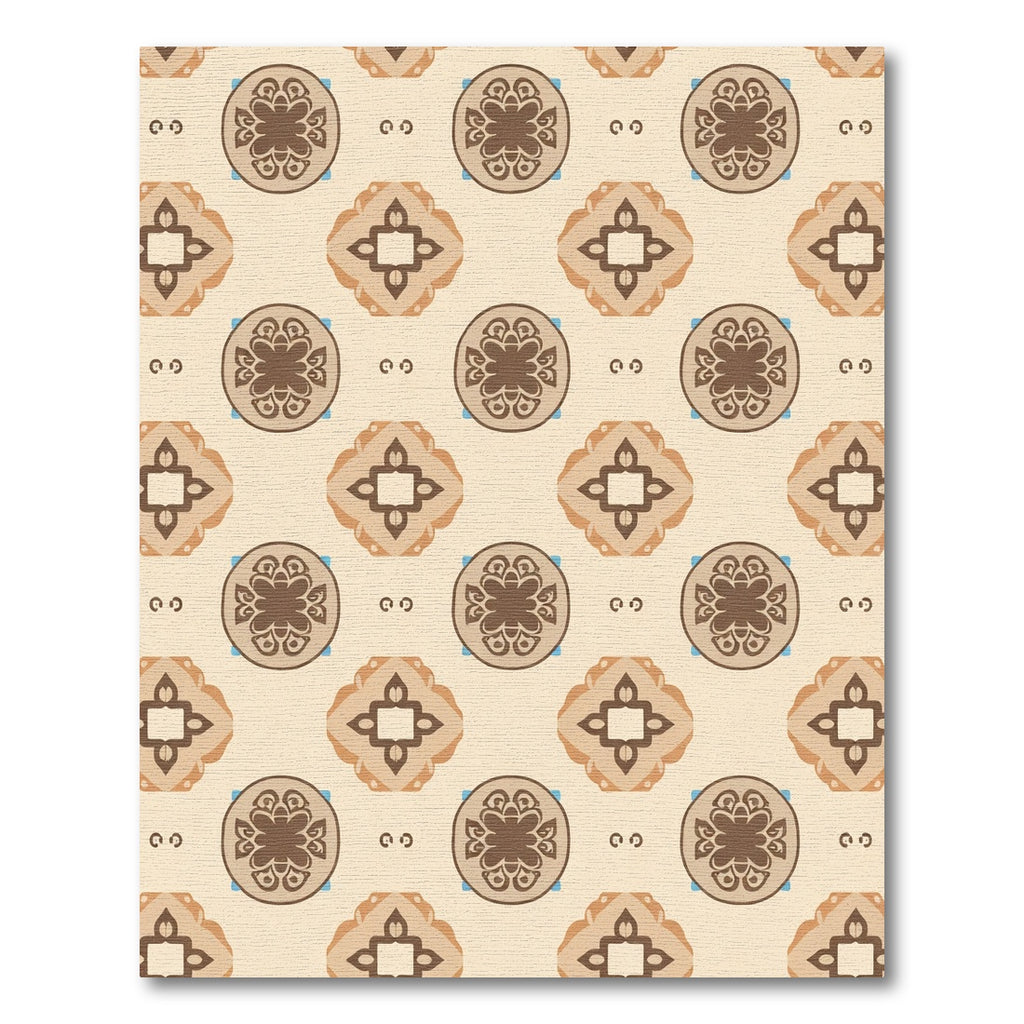 Brown Floral Circular Accents Beige Rug