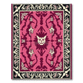 Whimsical Pink Cat Face Border Rug
