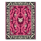 Whimsical Pink Cat Face Border Rug