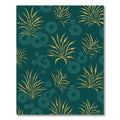 Golden Grass Circles Teal Rug
