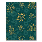 Golden Grass Circles Teal Rug