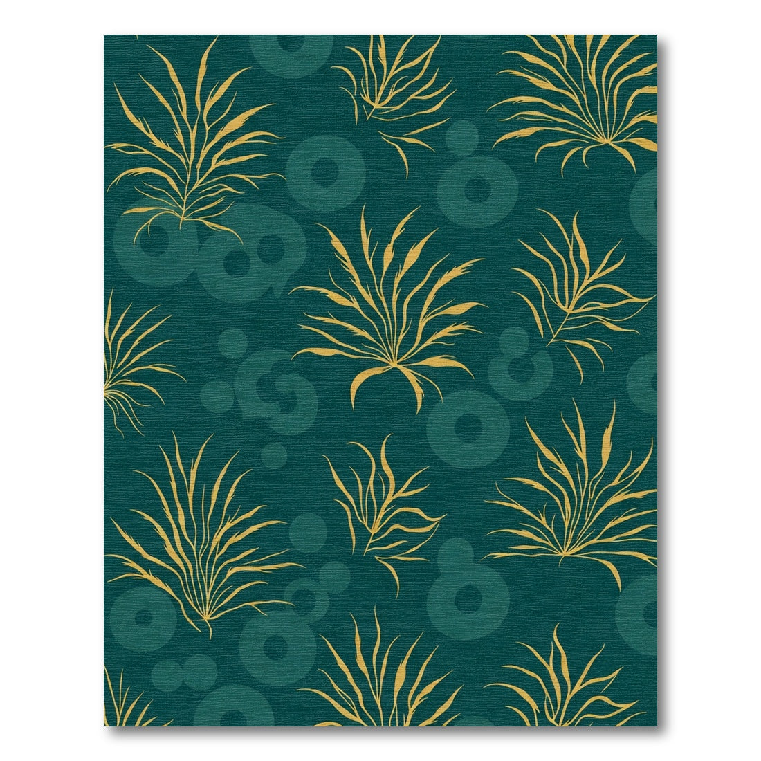 Golden Grass Circles Teal Rug