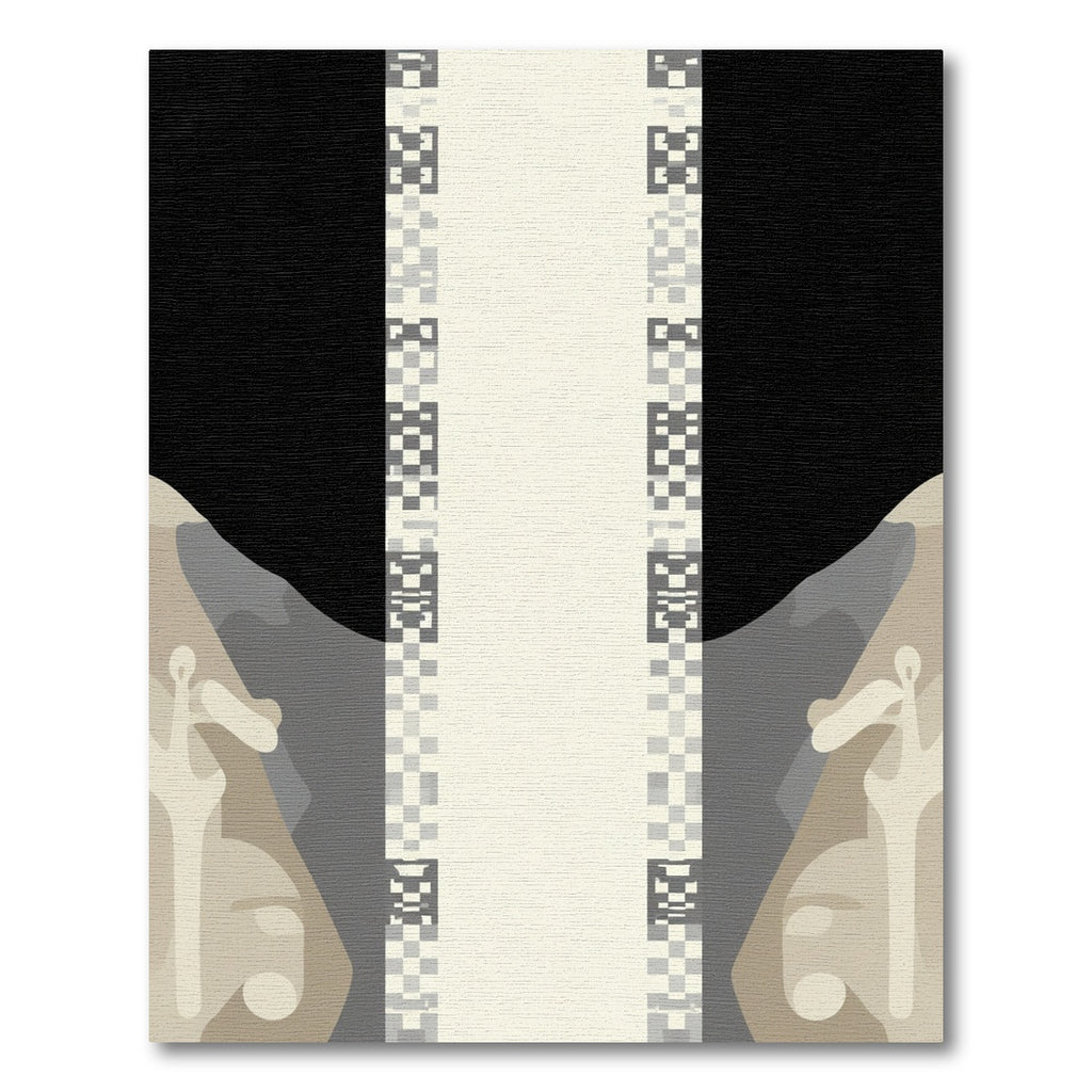 Monochrome Abstract Geometric Border Rug