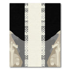 Monochrome Abstract Geometric Border Rug