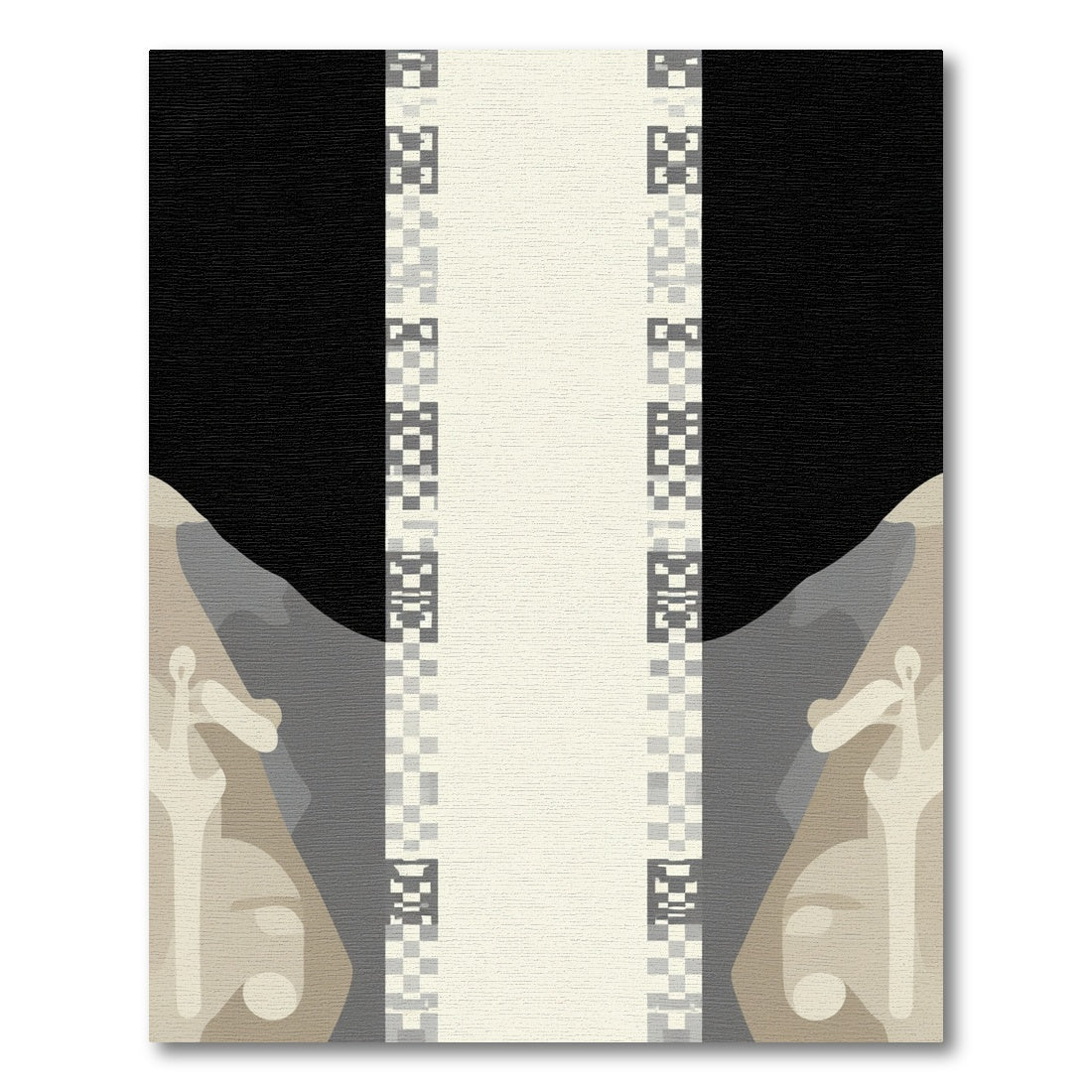 Monochrome Abstract Geometric Border Rug