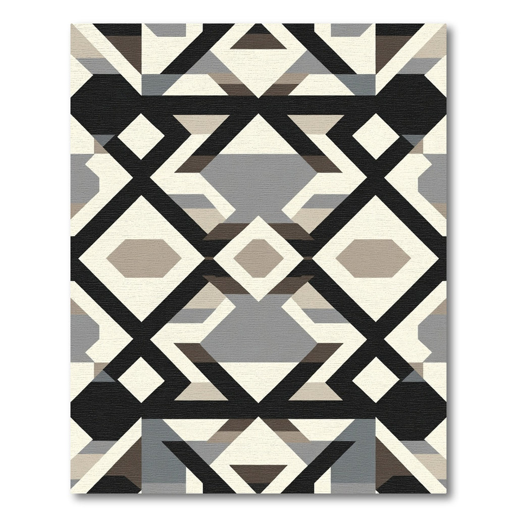 Geometric Brown Black Cream Diamond Repeat Rug