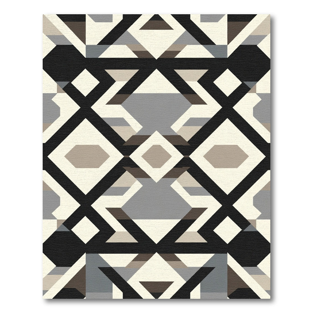 Geometric Brown Black Cream Diamond Repeat Rug