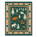 Woodland Forest Deer Trees Border Rug