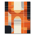 Modern Abstract Geometric Orange Arch Rug