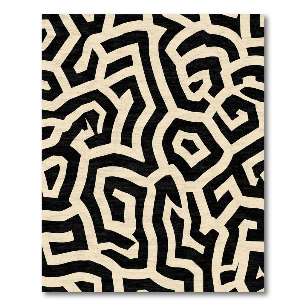 Bold Black Cream Labyrinth Rug