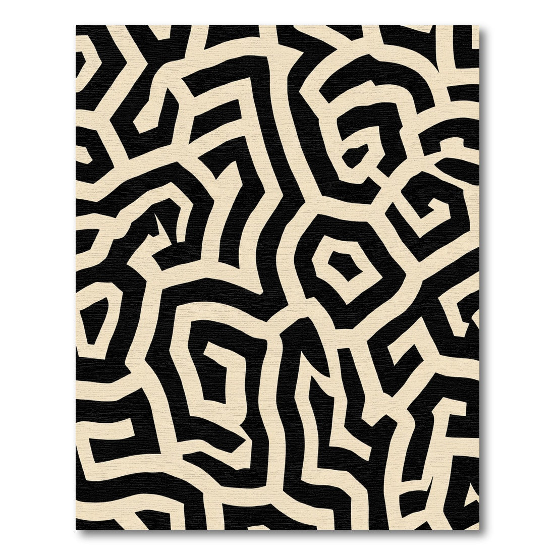 Bold Black Cream Labyrinth Rug