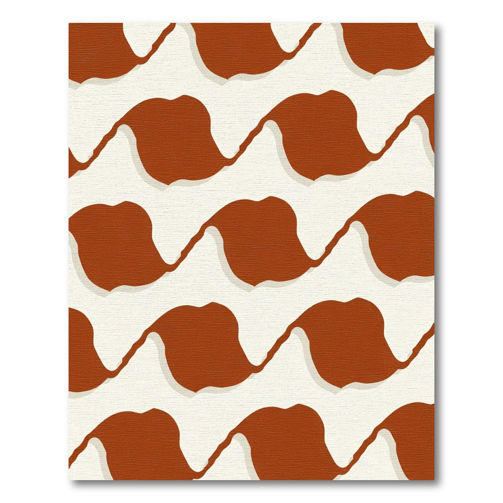 Terracotta Cream Abstract Organic Waves Rug