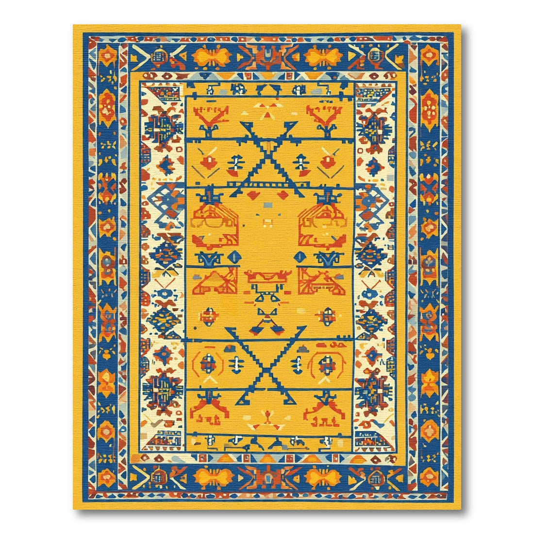 Yellow Tribal Geometric Kilim Rug