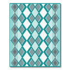 Teal Gray Diamond Stripe Geo Rug