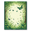 Lush Green Butterfly Forest Scene Rug