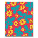 Retro Teal Golden Floral Pop Art Rug