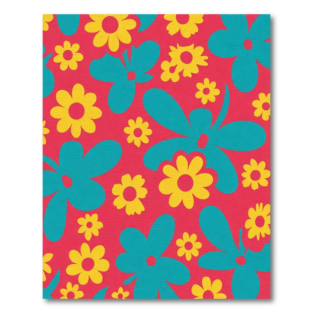 Retro Teal Golden Floral Pop Art Rug