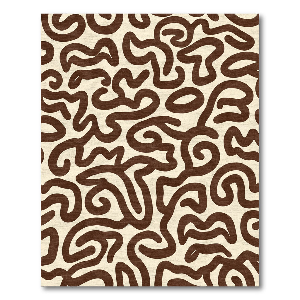 Brown Cream Abstract Swirls Rug