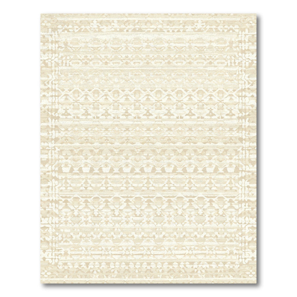 Geometric Ivory Lattice Banded Rug