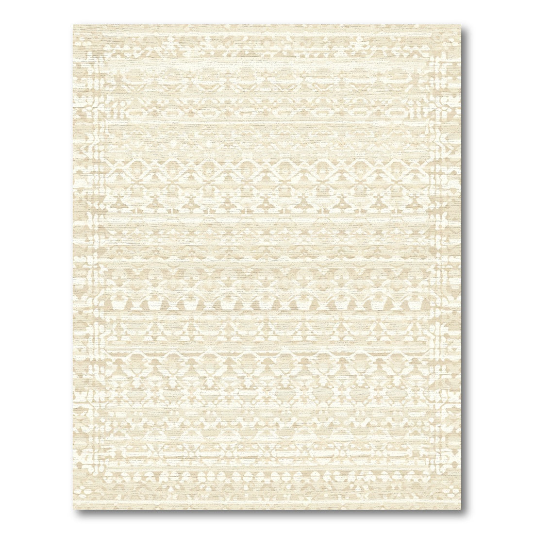 Geometric Ivory Lattice Banded Rug