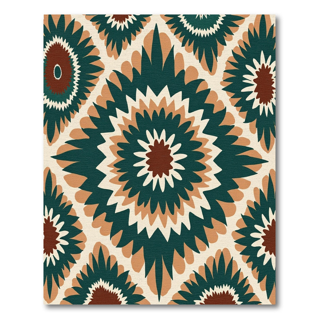 Emerald Brown Sunburst Medallion Rug