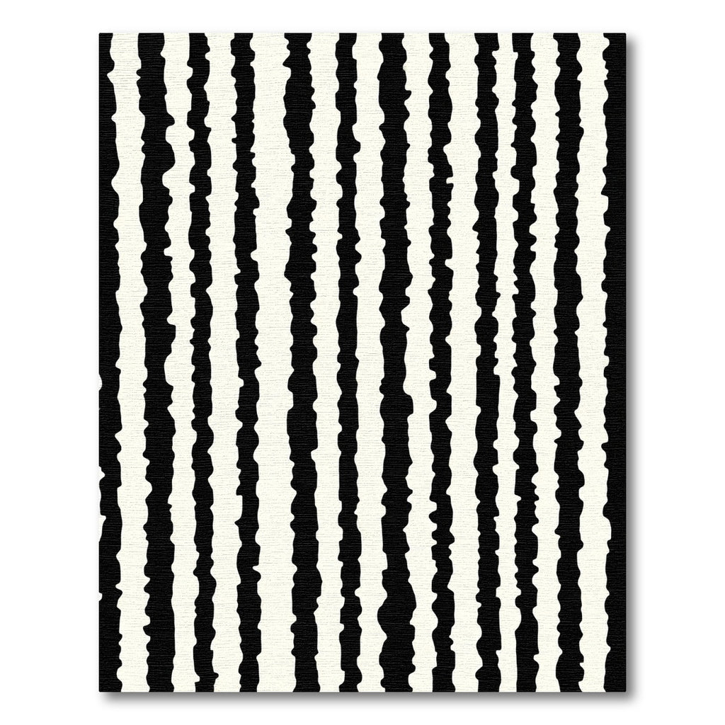 Abstract Black White Jagged Stripe Rug