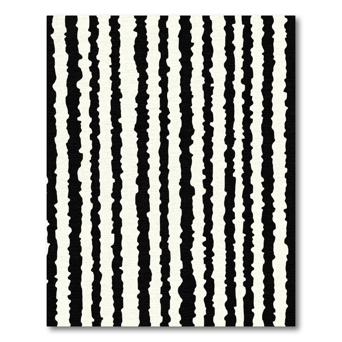 Abstract Black White Jagged Stripe Rug