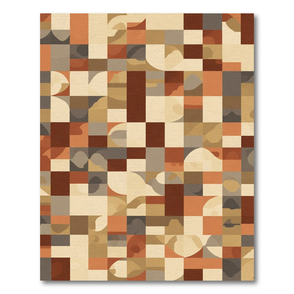 Earthy Terracotta Abstract Squares Rug