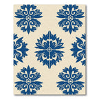 Royal Blue Floral Damask Medallion Rug