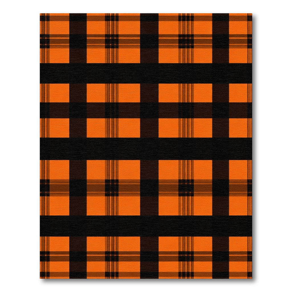 Classic Orange Black Plaid Squares Rug
