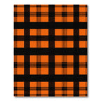 Classic Orange Black Plaid Squares Rug