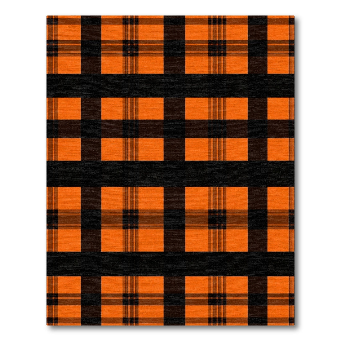 Classic Orange Black Plaid Squares Rug