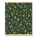 Dark Green Golden Floral Botanical Vine Rug