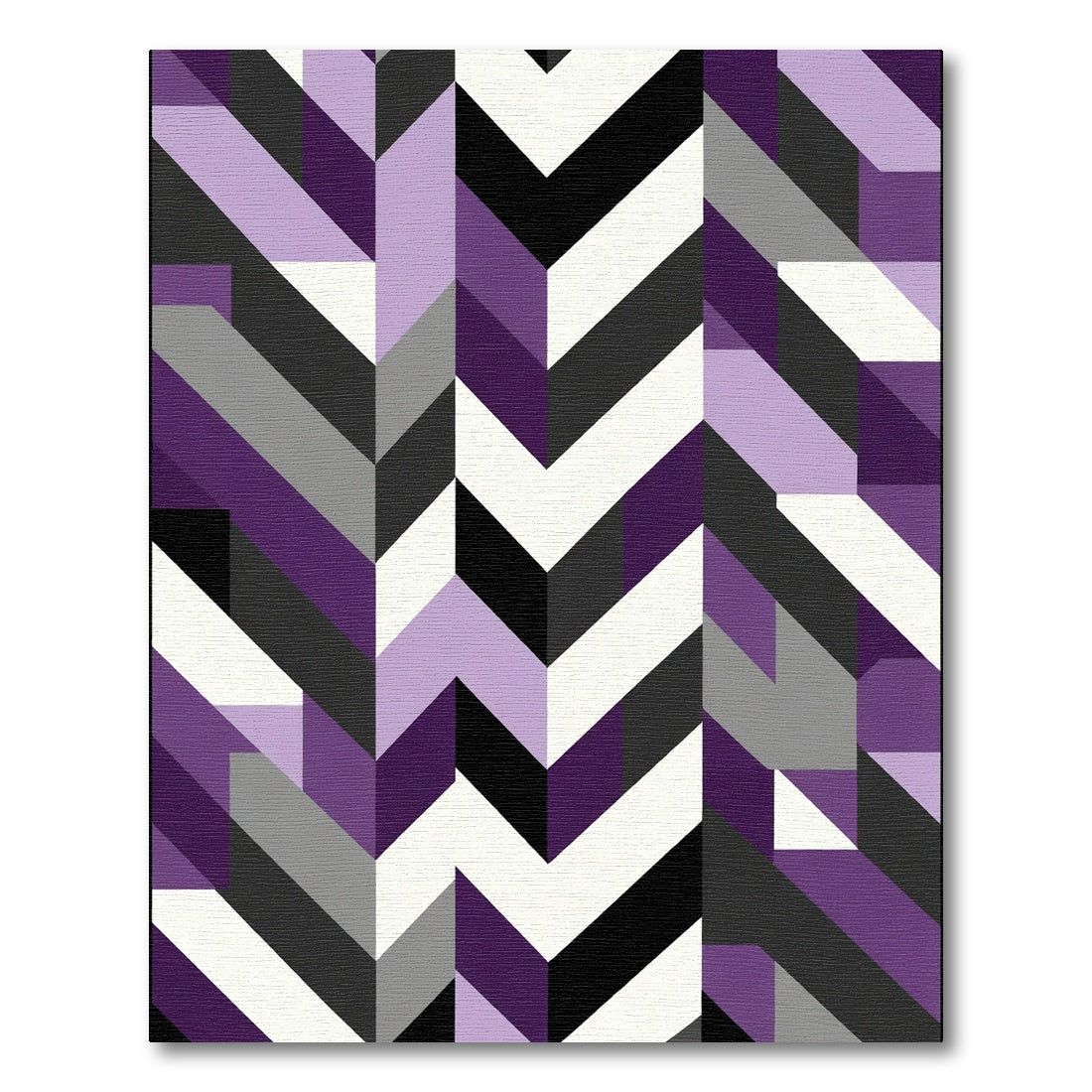 Modern Purple Geometric Chevron Blocks Rug