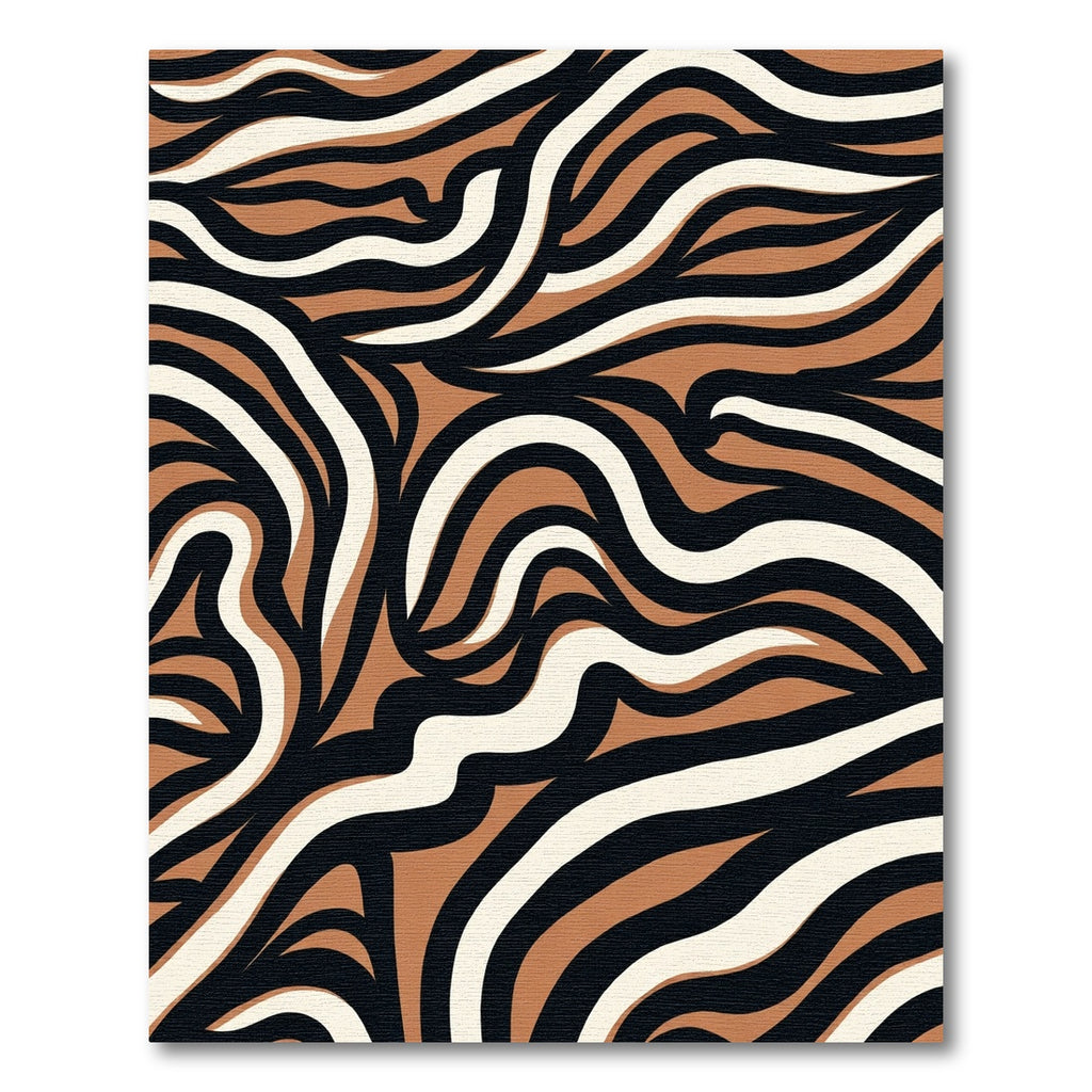 Amber Black White Wavy Stripes Rug