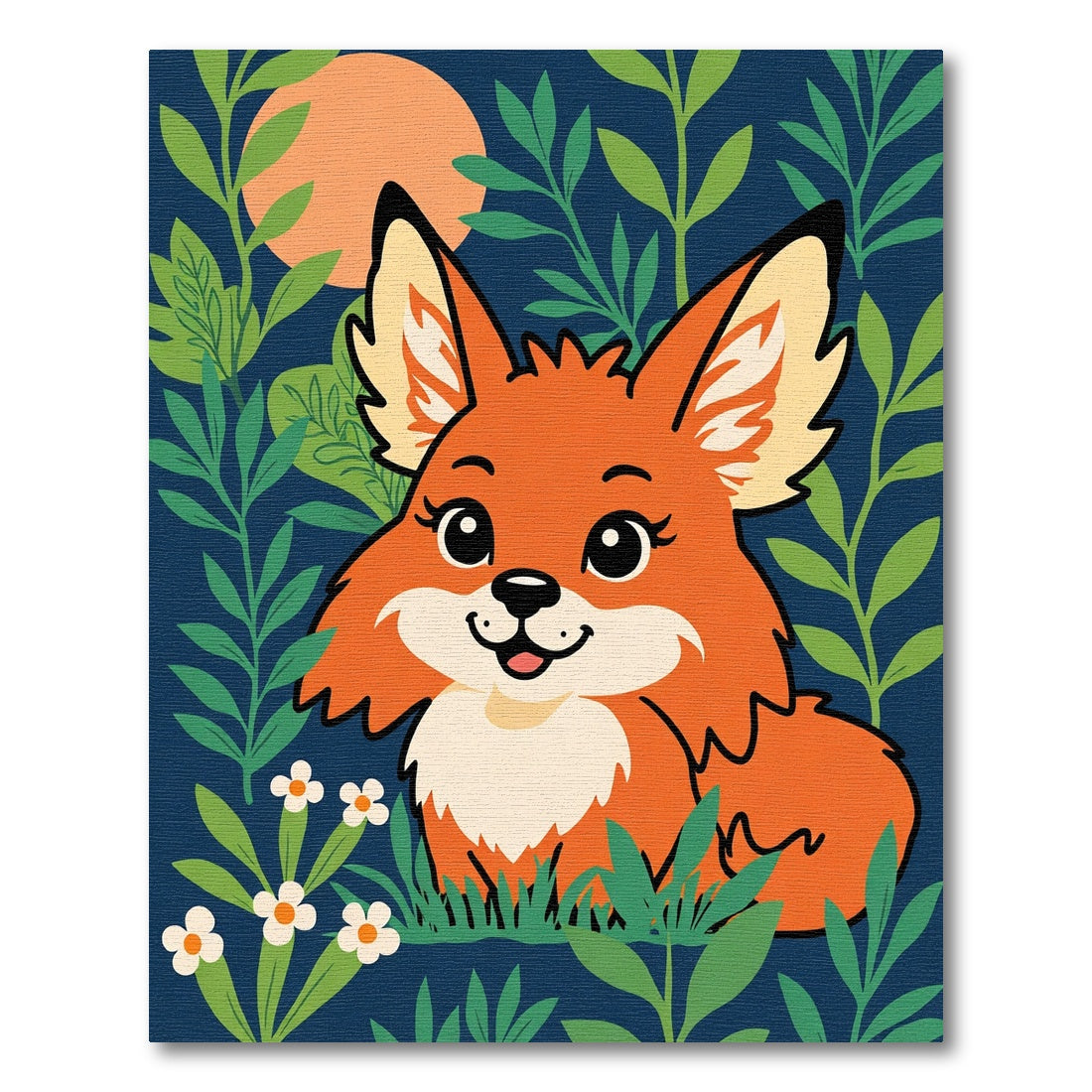 Cute Orange Fox Garden Whimsy Rug