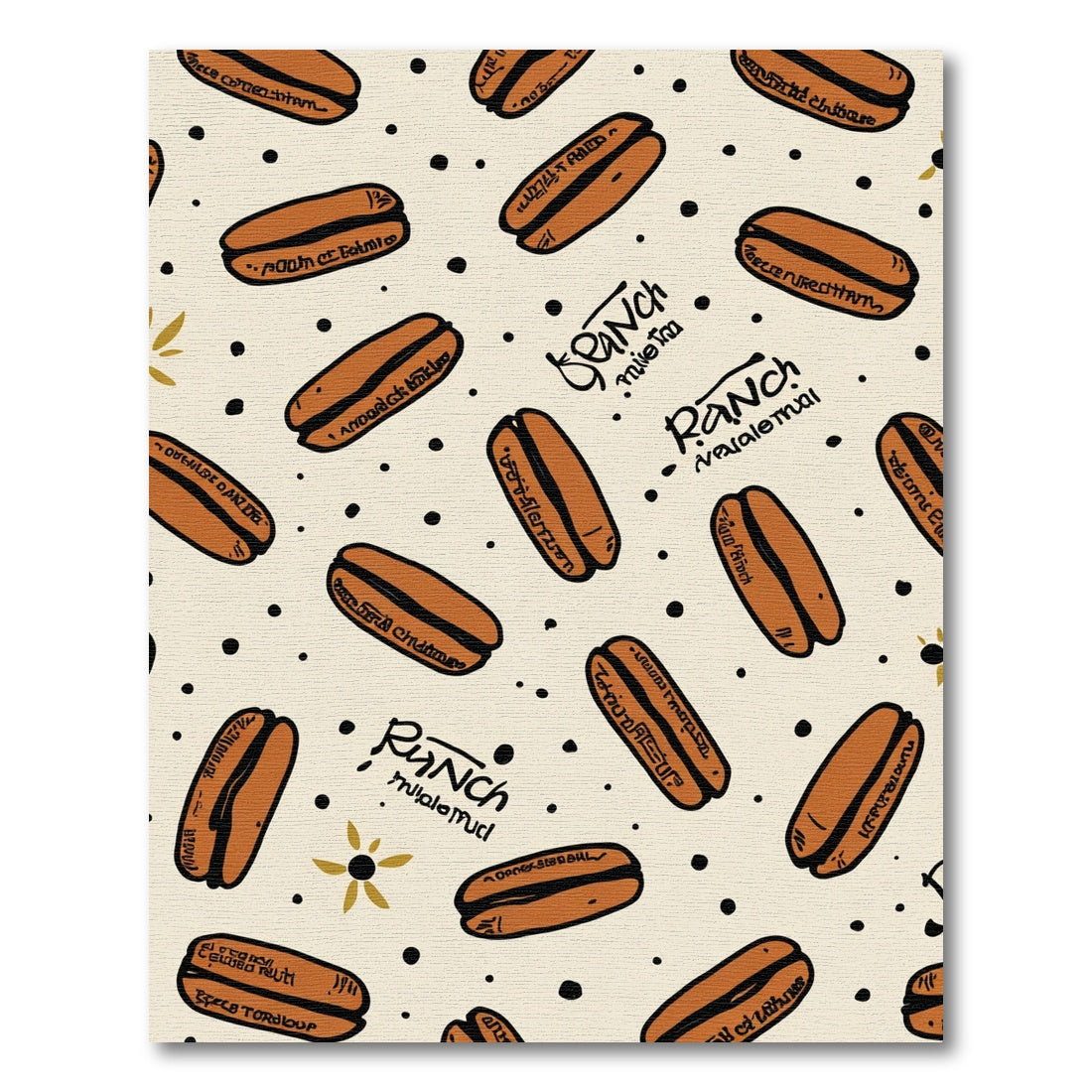 Hot Dog Black Dot Cream Rug