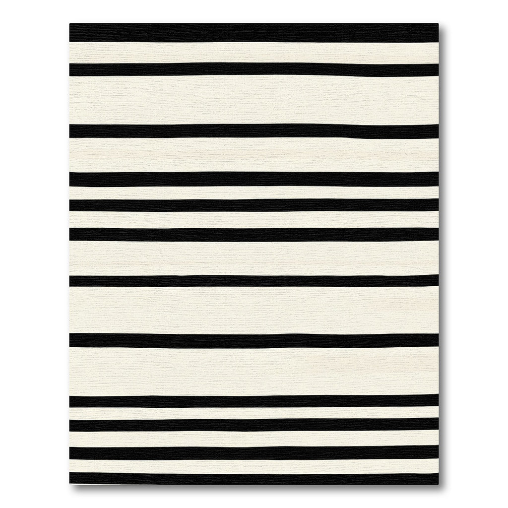 Cream and Black Horizontal Stripe Rug