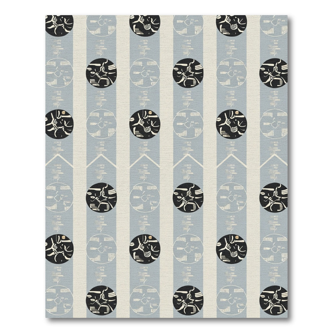 Vintage Blue Abstract Circles Rug
