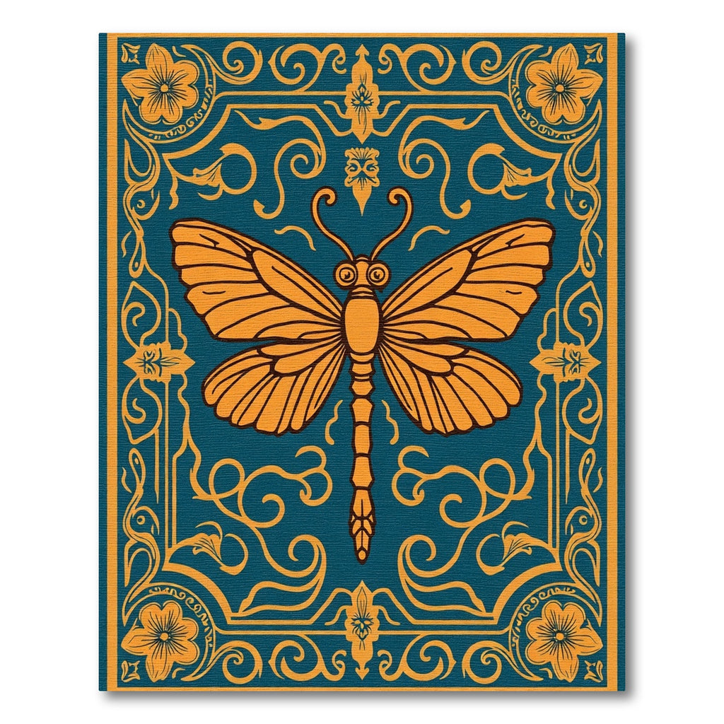 Yellow Butterfly Teal Floral Border Rug