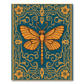 Yellow Butterfly Teal Floral Border Rug