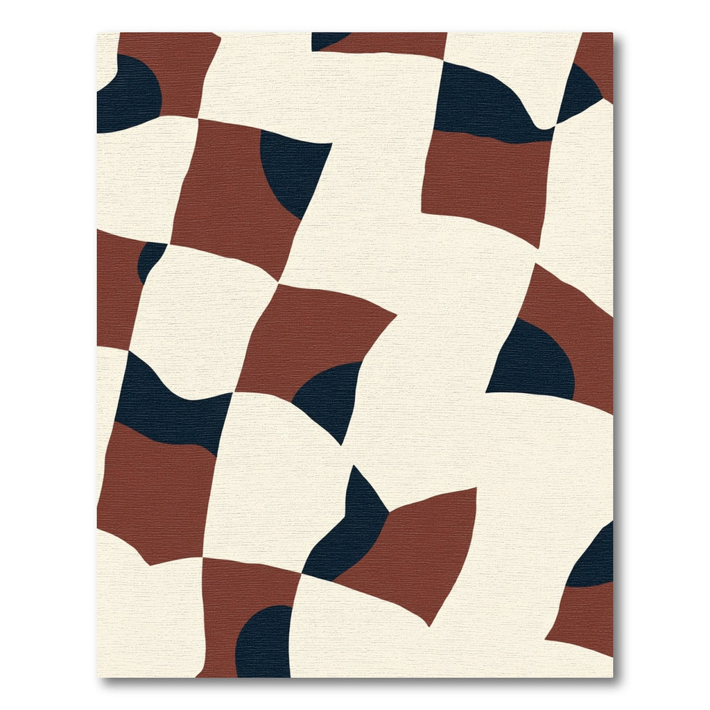 Abstract Terracotta Navy Geometric Waves Rug