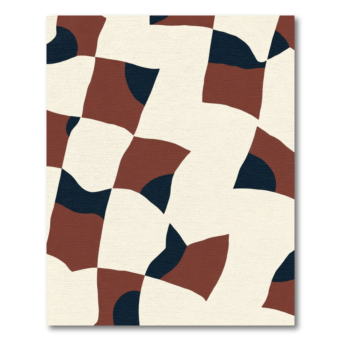 Abstract Terracotta Navy Geometric Waves Rug