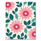 Pink Floral Leafy Meadow Rug