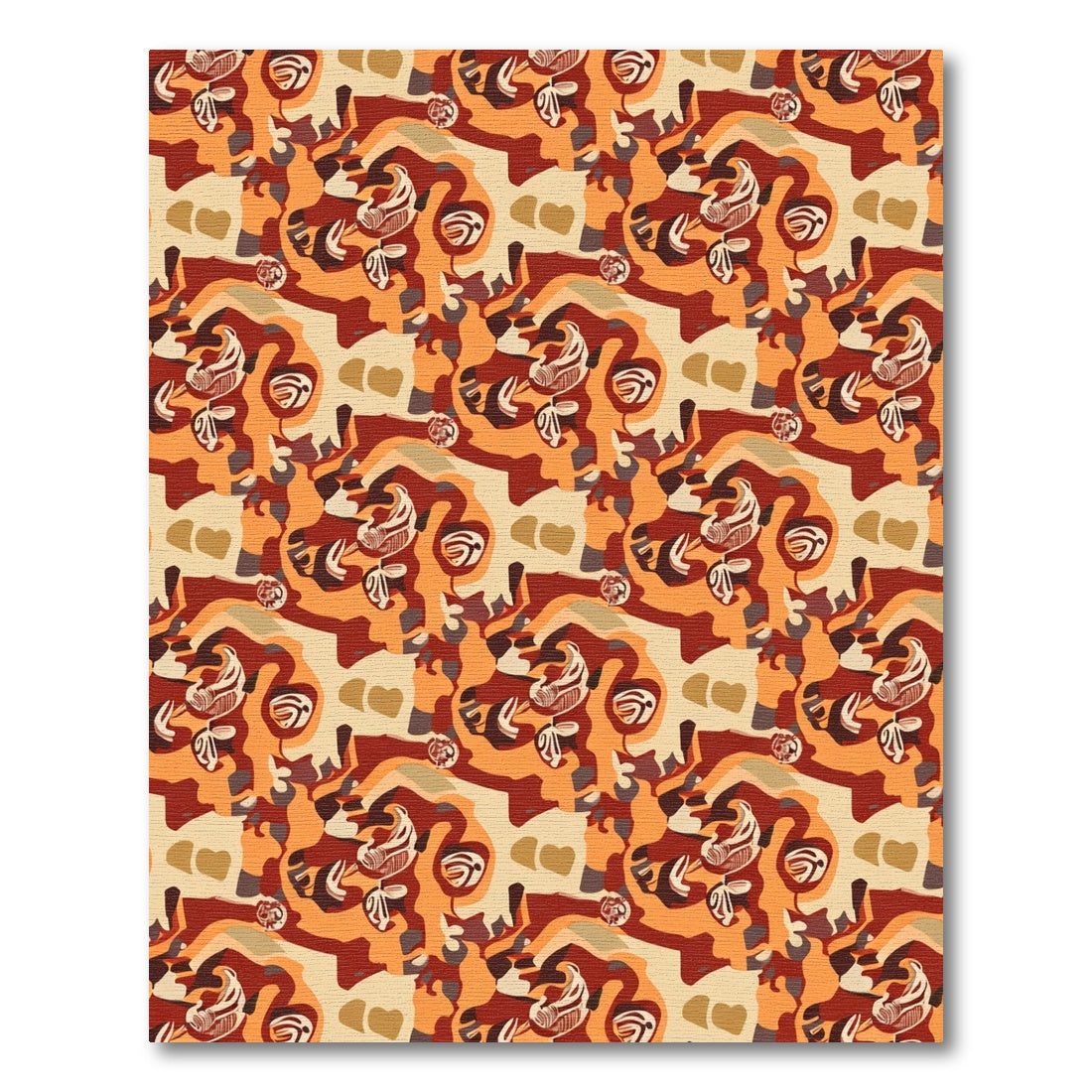 Earthy Tones Abstract Swirl Heart Rug