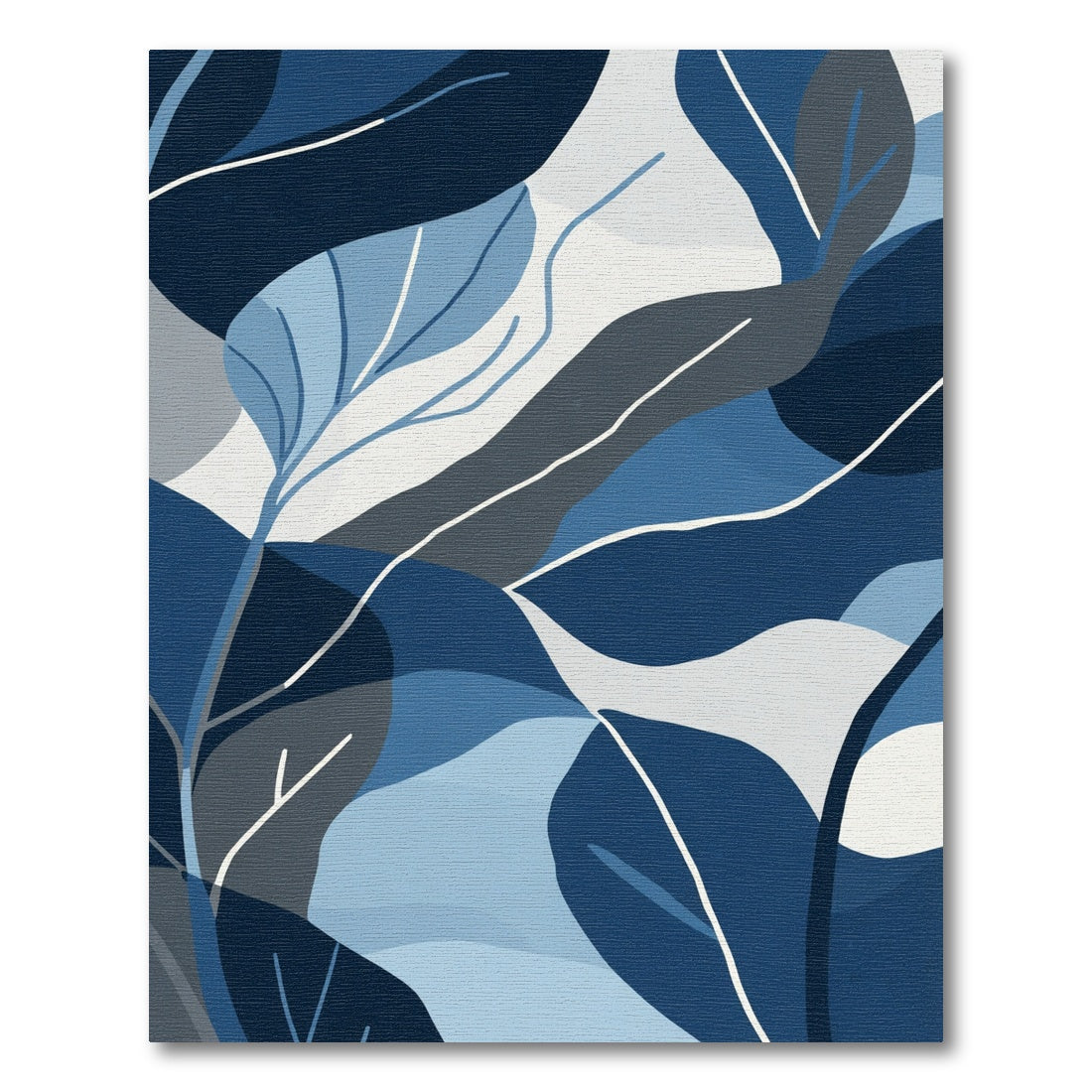 Deep Blue Abstract Leafy Landscape Rug