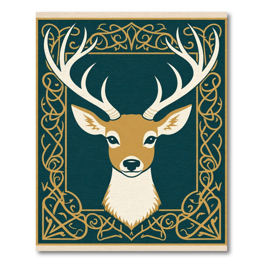 Golden Stag Celtic Knot Art Rug